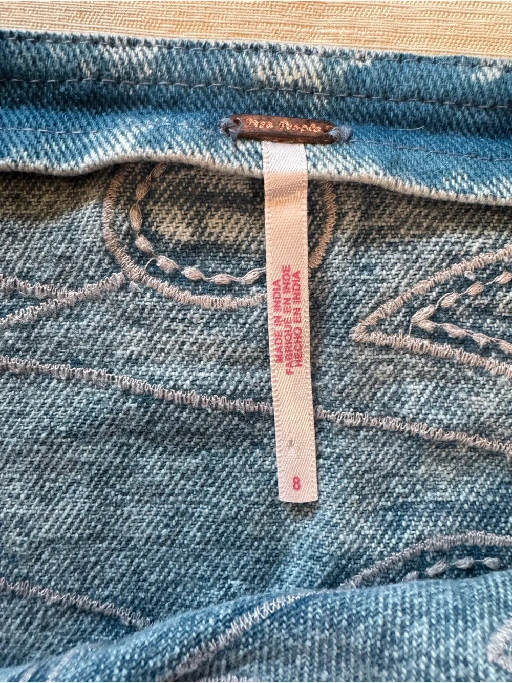 Free People Daydreams Mini Women’s 8 Butterfly Denim Mini Skirt Blue Festival